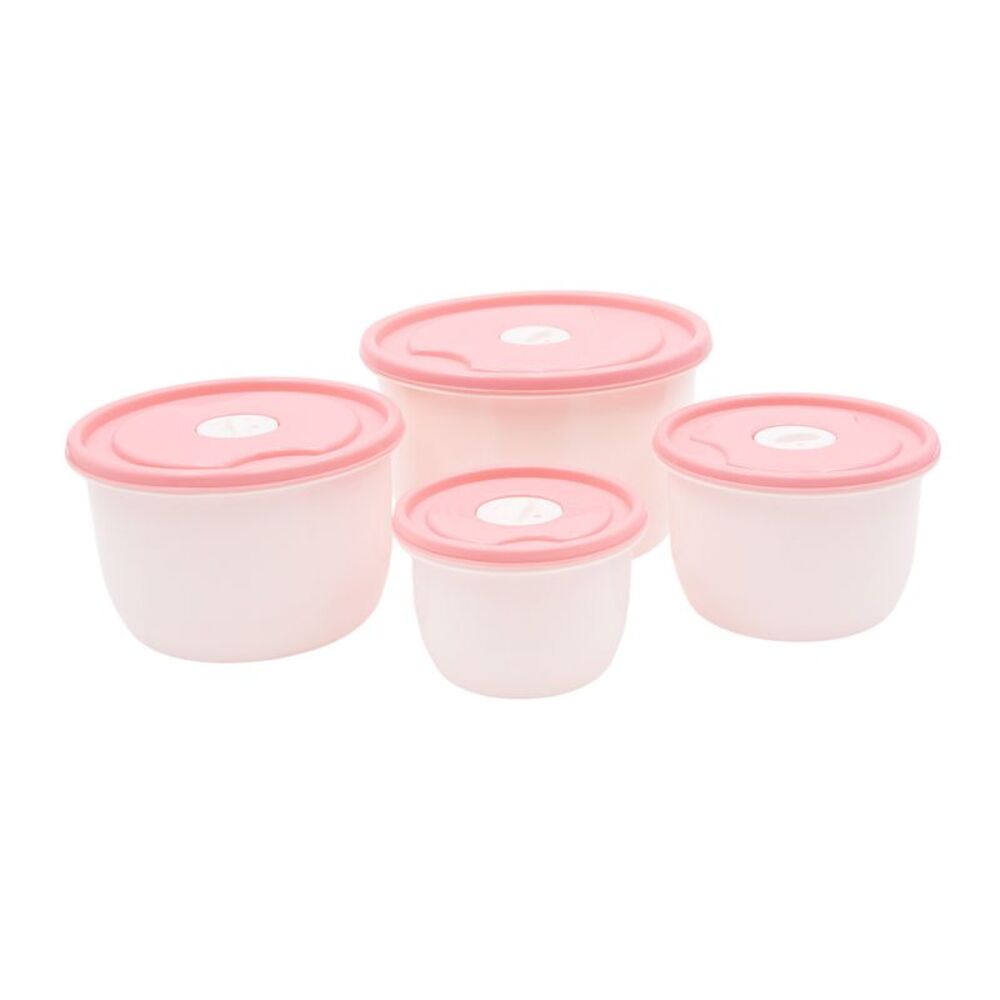 Smart Home Nesting Container Set with Rose Pink Vented Lids, 8 Pieces